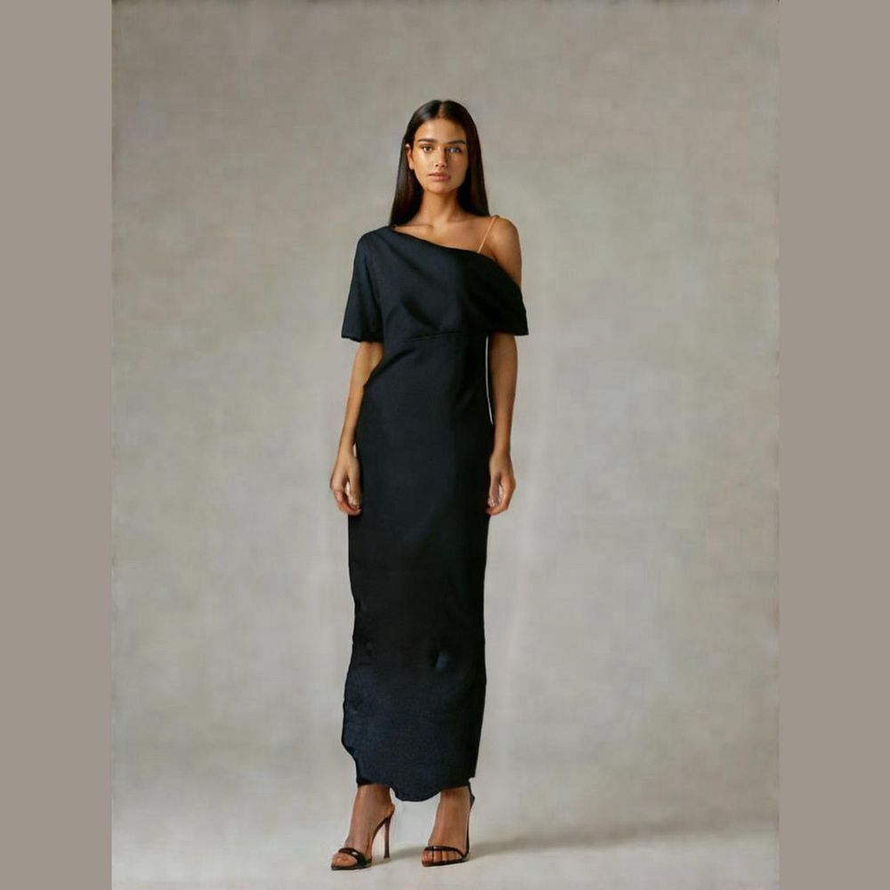 Blue One Shoulder Maxi Dress XL Split Hem